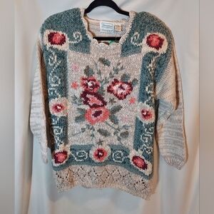 Shenanigans Vintage Grandma Floral Knit Sweater